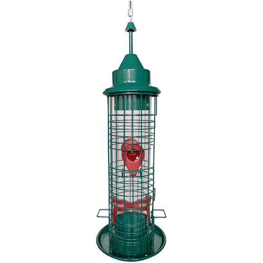 Bird Feeder Hanging Bird Feeder Squirrel Proof Metal Bird Feeder with 4 Feeding Ports for Outside Garden Yard Army green