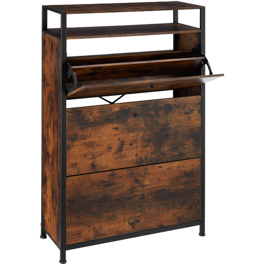 Slim shoe cabinet - Shoe chest of drawers, Shoe tipper, Shoe organizer - industrial dark 81 cm - industrial dark
