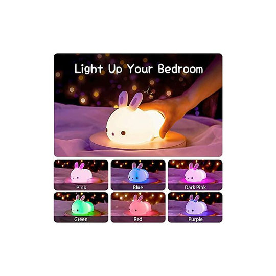 Kids Night Light Rabbit Lamp Teenage Girls Cute Gifts 7 Colors for Kids Room