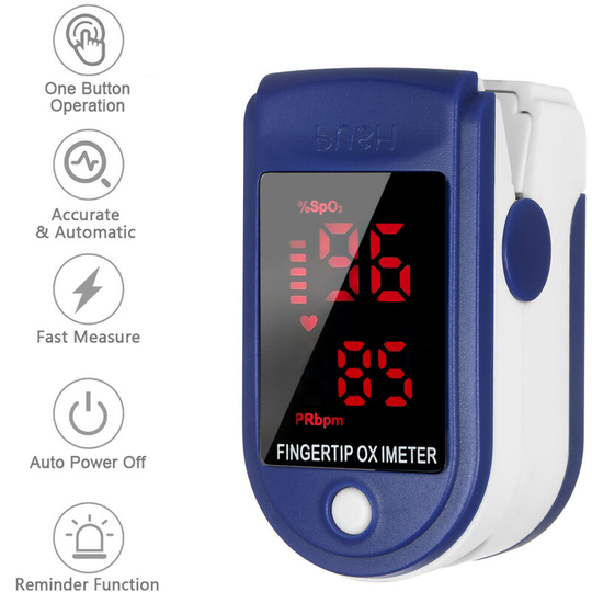 Fingertip Pulse Oximeter Blood Oxygen Saturation & Heart Rate Monitor with Lanyard 2-way Display Digital SpO2 Monitor Detection Mini Pulse Oximeter