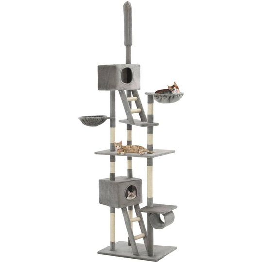 Topdeal Cat Tree with Sisal Scratching Posts 230-260 cm Grey VDTD07079