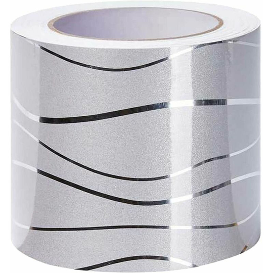 Self Adhesive Border Bronzing Wave Wallpaper Borders Removable Wall Stickers Decoration for Shop Windows Bathroom Mirrors Kitchen Tile(Silver Tree)