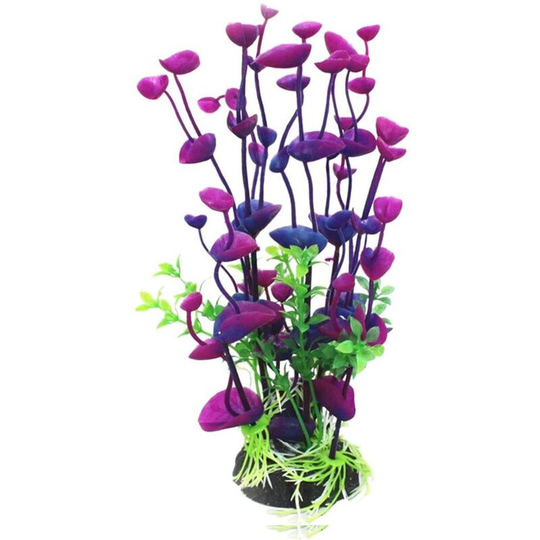 Artificial plastic plant for aquarium decoration, purple, single size