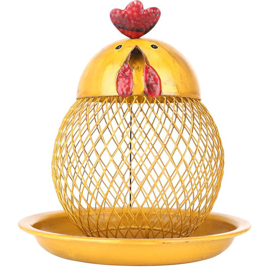 Cock Shaped Bird Feeder Wild Bird Feeder Modern Handmade Iron Craft Hanging for Outdoor Decoration Villa Garden Yard Decoration Cartoon Style