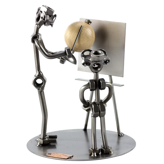 Teacher with Globe Pullins Screw Man
