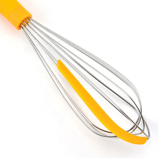 Mini Silicone Whisks, Stainless Steel Rubber Baking Whisk, Non-Stick Hand Held Cake Mixer, for Mixing Kitchen Utensils Whisking Color Yellow and