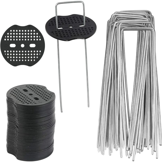 40 Pcs Garden Stakes, Sardine Tarpaulin with 40 Washers, Tarpaulin Fixing Stakes for Weed Cloth, Tent Ground Sheets, Garden Fixing Stakes for