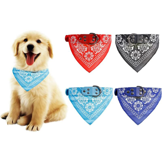 Adjustable Dog Bandanas Scarf Neckerchief Triangle Collar Paisley Pattern for Puppy Cat Pet (4 Pieces, xl)
