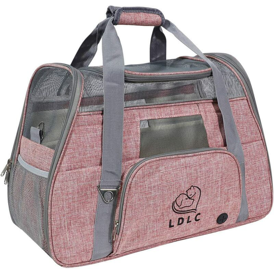 Foldable Pet Carrier for Cat and Dog Large Capacity Bag with Top Opening, Removable Fleece Cushion, Breathable Mesh and Shoulder Strap (Pink)