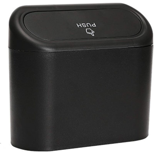 Groofoo - Small Car Trash Can, Car Trash Can with Lid, Waterproof Car Trash Can, Portable Hanging Car Storage Box, for Car Desk (Black)