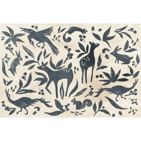 Woodland Woodblock I by June Erica Vess - Wrapped Canvas Graphic Art