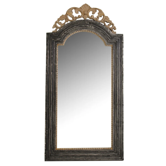 Julian Wood Framed Wall Mounted Accent Mirror in Black/Natural