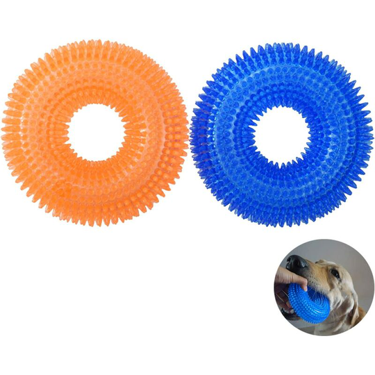 Large Rubber Toy Bounces Ruffle Puppy Ring for Small Medium Dogs to Chew and Play, 2 Pieces Soekavia