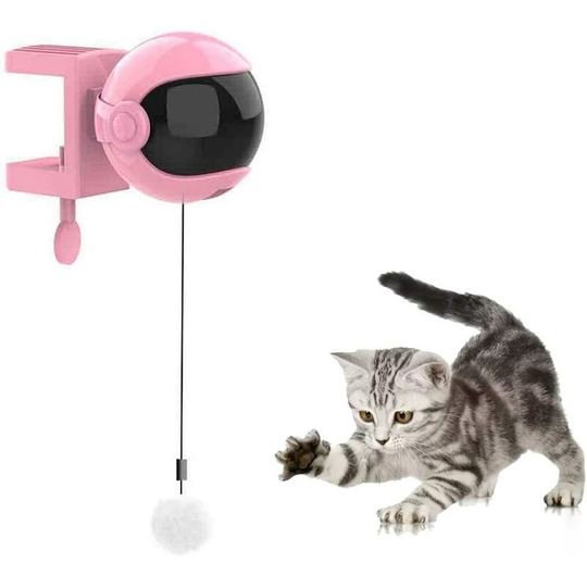 Automatic Interactive Cat Toy, Can Be Rotated 360 Degree, Electric Lift, Automatic Cat Toy, Automatically Rotate Pet Ball (White) (Pink) Soekavia