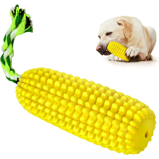 Indestructible Dog Toy, Bite-Resistant Corn Chew Toy Rubber Teeth Cleaning Stick for Medium Large Dog