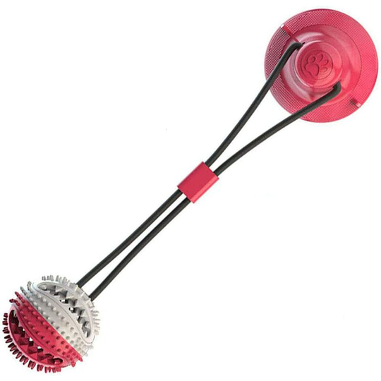 Suction Cup Dog Toy, Pet Molar Bite Toy, Molar Chew Multifunction Dog Toy, Dog Toy with Teeth Care Function, for Molar, Teeth Cleaning, Play (Red)