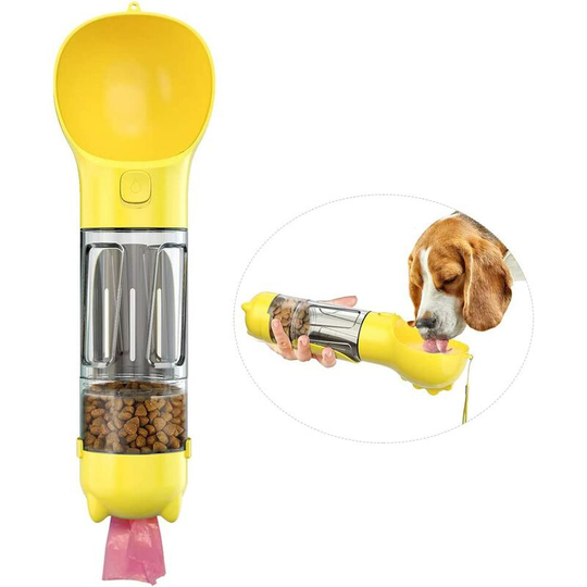 Water Bottle, Dog Water Bottle for Walking Portable Pet Travel Water Dispenser Multifunctional Water Cup Food Box with Poop Shovel