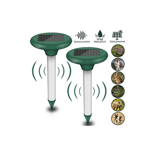 Set of 2 anti-mole solar repellents - Ultrasonic solar repellent - IP56 protection - For the garden.