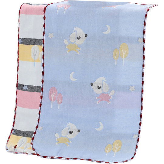 Pure cotton children's towel cotton small towel jacquard six-layer gauze children's towel 6pcs Blue puppy