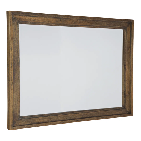 Bedford Park Solid Wood Framed Wall Mounted Accent Mirror in Brown