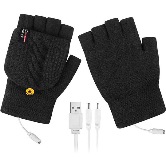 USB Heated Gloves, Heated GlovesWomen Men Winter Gloves Electric Heated Gloves Half Finger Heated Gloves Mitten for Cold Weather thsinde