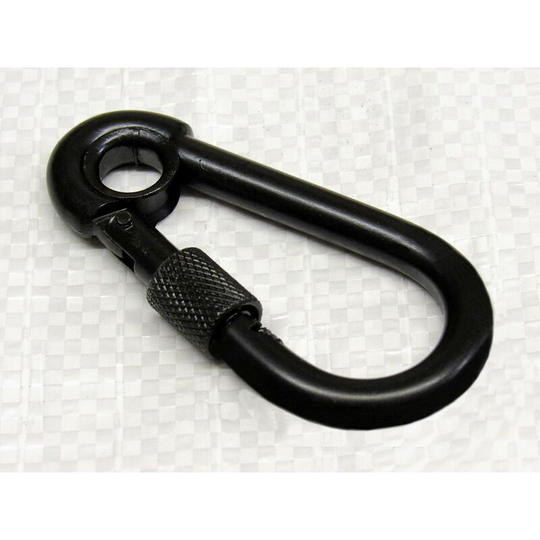 8MM Black Carbine Hook With Screw Nut & Eye - Plated Safety Snap Hook Theatre