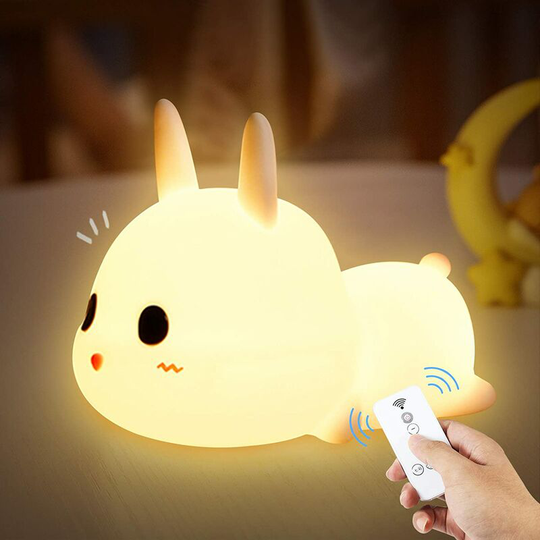 Portable Child Night Light, 7 Colors LED Silicone Rabbit Lamp, Baby Room Lamp, USB Rechargeable Cute Color Changing Lamp with Remote Control