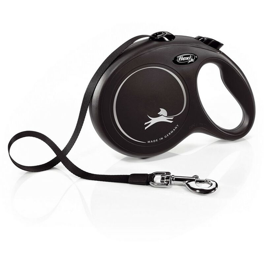 New Classic Tape Large Retractable Dog Lead (5m) (Black) - Black - Flexi