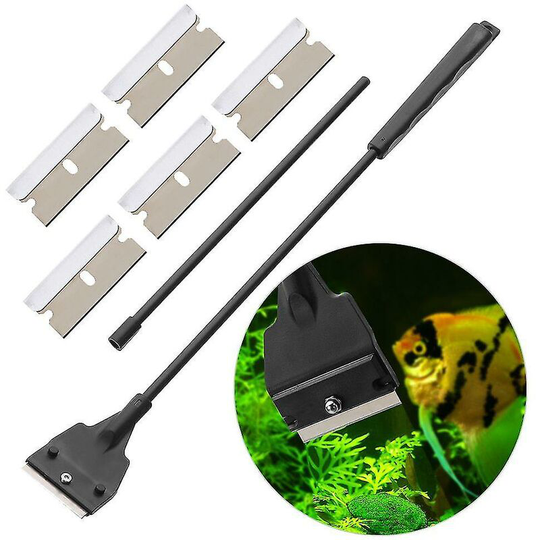 Stainless Steel Aquarium Fish Tank Algae Scraper Blade Aquatic Water Live Plant Grass Cleaning Multi-tool Cleaner Kit Set -02-55cm