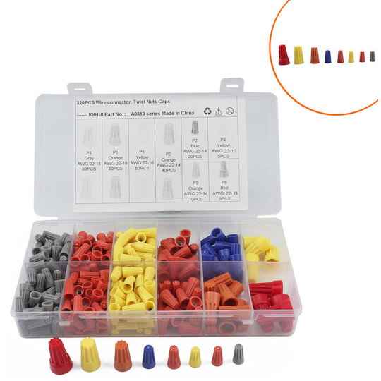 Screw Terminal Wire Connector, Screw Crimp Cap with Spring Insert Torsion Nut Cover Connection Combination Kit