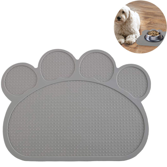 Devenirriche - Pet Food Mat Dog Bowl Mat Cat Food Mat Water Placemat Mat Paw Shape Silicone Non-Slip Mat Washable Dog Mat for Food and Water for