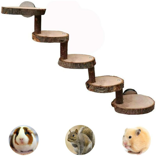Natural Apple Wood Hamster Chew Toy Bridge Parrot Ferret Squirrel Hamster Mouse Small Animal Small Rodent Play and Exercise (Wooden Ladder) 1 Piece