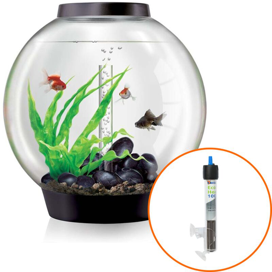 Biorb - Classic 30L Aquarium in Black with Standard led Lighting and Heater Pack