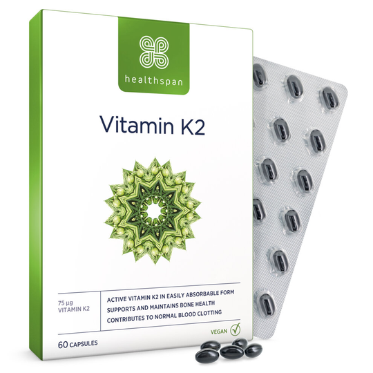 Healthspan Vitamin K2 75μg, 60 Capsules, Bone Health, Vegan