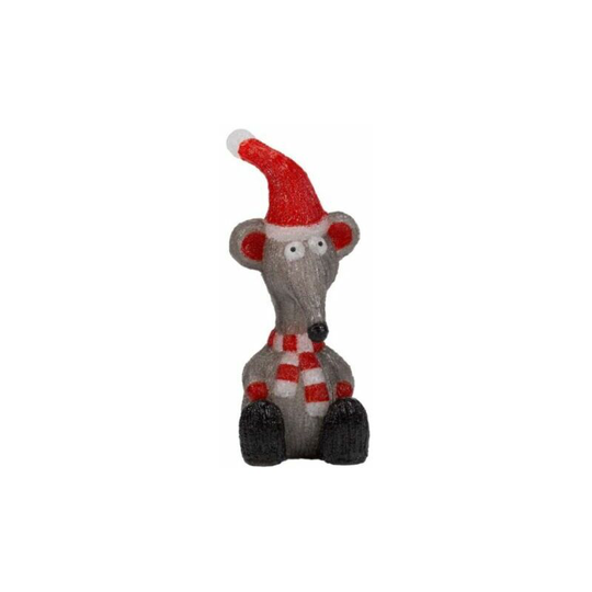 49cm bo White Acrylic Fun Xmas Ice Rat 40 LEDs - 3D Decoration Outdoor w timer