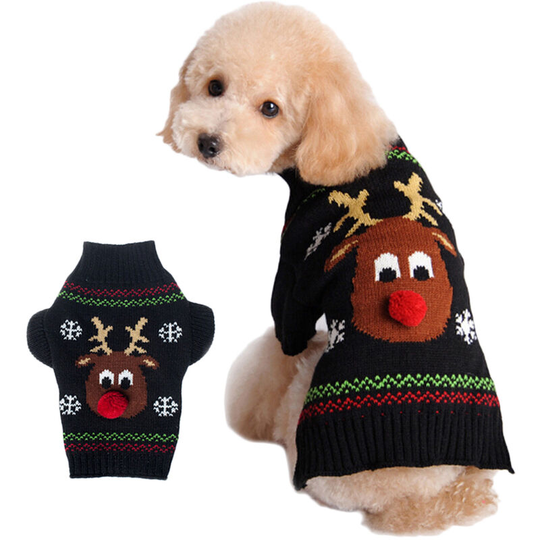 Dog Sweaters, Dog Winter Sweater, Christmas Pattern Sweater, Winter Knitted Coat, Pet Clothes, Fashion Sweater, Dog Gift(XS,black)