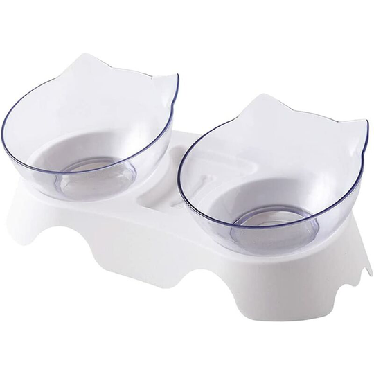 Elevated Cat Bowl Double Slope Food and Water Bowls Anti-Vomiting Feeders and Drinkers Available for Cats and Puppies (Bowl x 2)