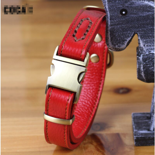 Adjustable Durable Comfortable Basic Leather Collar for Puppy Small Dogs, Classic Padded Pet Collars Genuine Leather Buckle Style