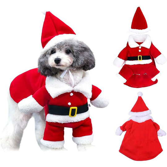 Cat and Dog Santa Costume, Christmas Pet Clothes Cute Santa Claus Dog Clothes Christmas Pet Clothes with Santa Hat (m)
