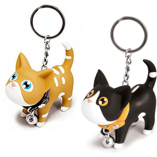 Bearsu - Kittens Keychain, 2 Pieces Friendly Cat Key Ring Bambole Cardboard Animated, Cat Pendant Bag, Auto Key Chain Gift for Girls Women Men