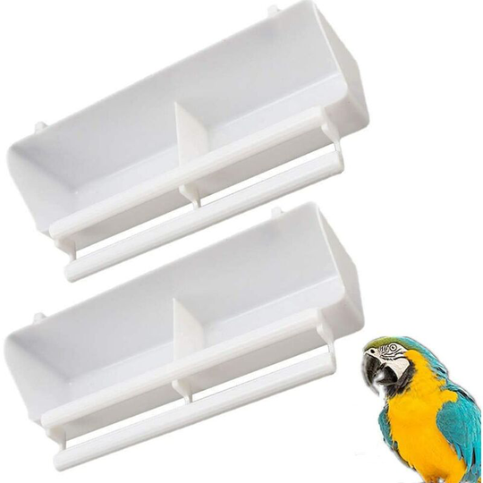 Litzee - Bird Feeder Bird Food Water Bowl Cups Plastic 2 Compartments Hanging Bowl Cage Accessories Feeder Device For Parrots Budgie Cockatiel