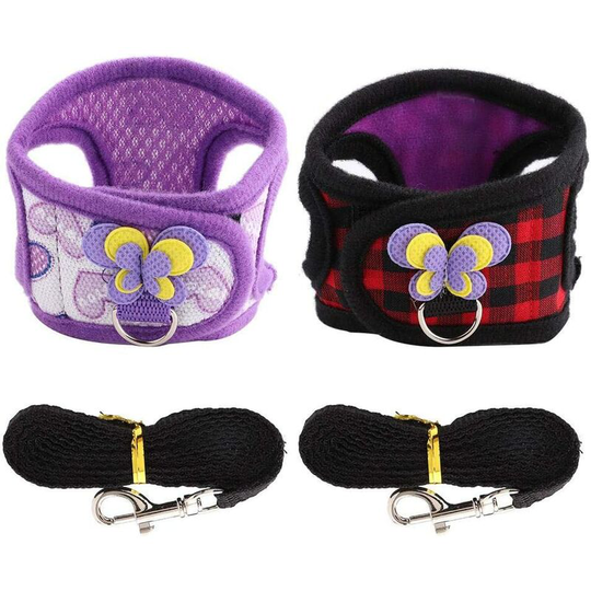 Modou - Rabbit harness, rabbit leash, hamster leash, guinea pig harness, walking vest for chinchilla harness, leash set with lovely butterfly(s)