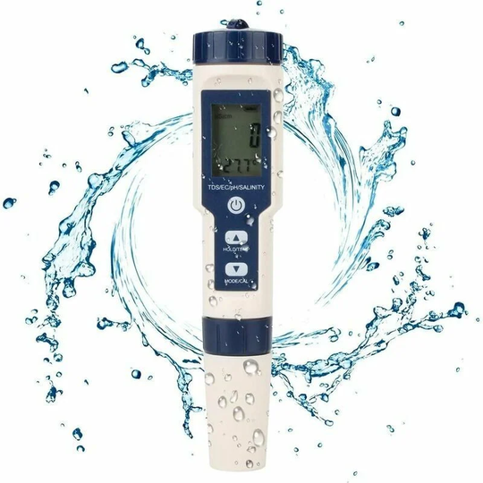 Echoo - in 1 Water Tester Multifunctional Water Quality Tester, Digital TDS/EC/Salinity/PH/Temperature for Drinking Water, Pool, Aquarium, Fish Tank,