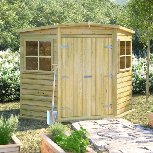 Corner Shed 8 x 8 Pressure Treated Shiplap With Double Doors