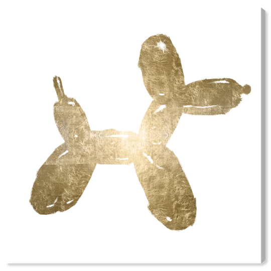'Balloon Dog Gold Puppies' - Graphic Art Print on Canvas