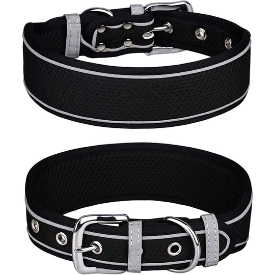 Large Dog Collar Breathable Mesh Soft Padded Reflective Dog Collar For Medium Large Dogs L Black
