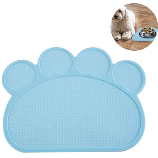 Pet Food Mat Dog Bowl Mat Cat Food Mat Water Placemat Mat Paw Shape Silicone Non-Slip Mat Washable Dog Mat for Food and Water for Floors Cleanliness,