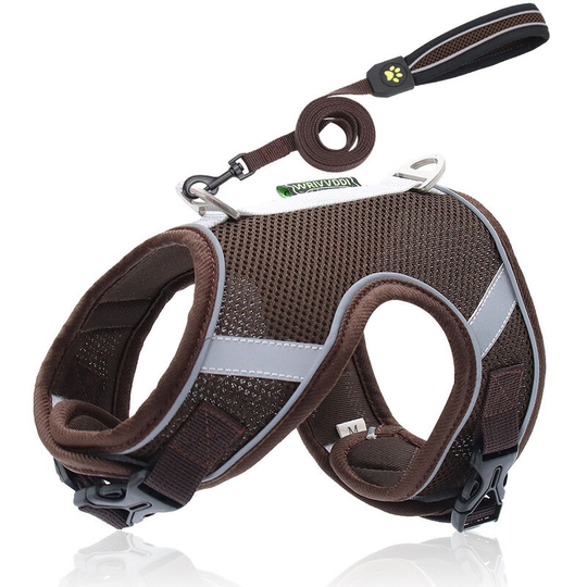 Dog chest harness leash reflective breathable puppy dog leash m Brown - Muff