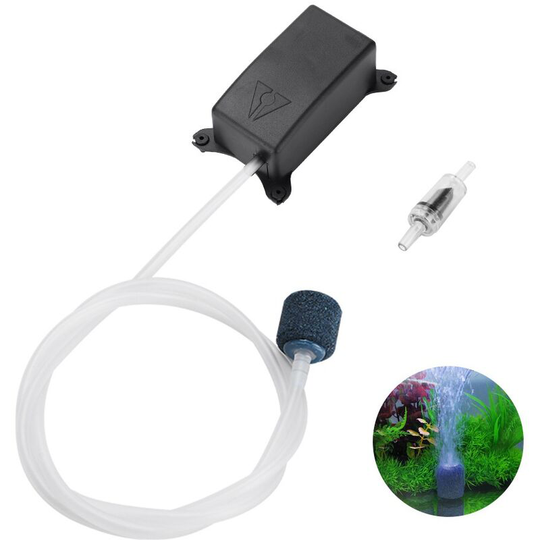 Aquarium Air Pump Kits Oxygen Air Pump with Hose Check Valve Air Stone for Fish Tank - eu PLUG|Black - Thsinde