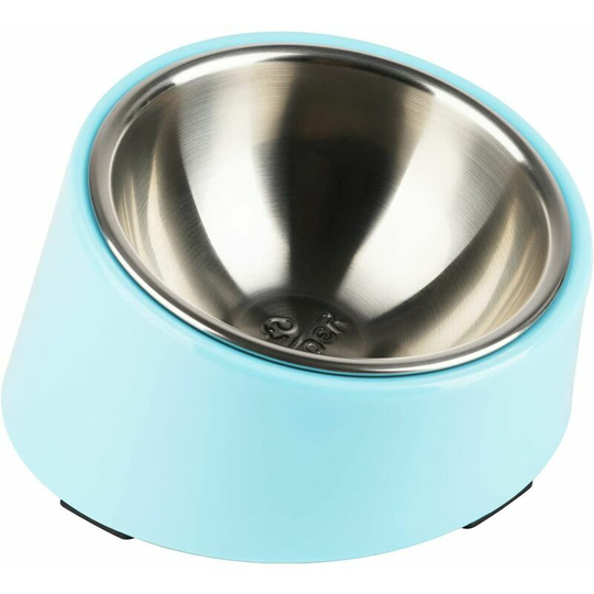 Monly - Super Design 15° Tilt Bowl for Cats and Dogs, Tilt Angle Pet Feeder, Anti-Slip and Spill-Proof, Easier to Reach Food S/0.5 Cup Light Blue